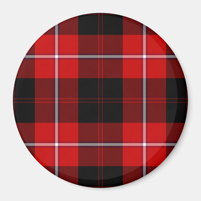 Cunningham Tartan Röd Svart Karo Magnet (Framsidan)