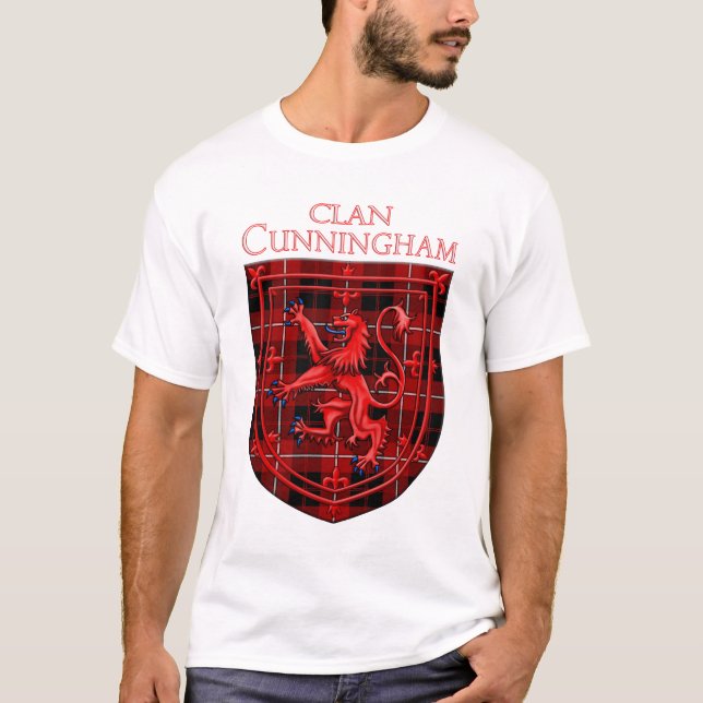 Cunningham Tartan Scottish Plaid Lion Rampant T Shirt (Framsida)