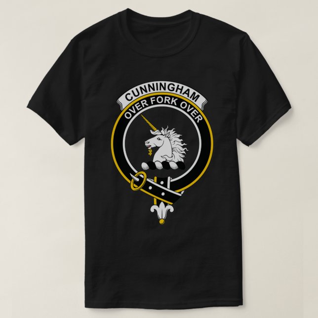 Cunningham Vapensköld Tartan Klan Scottish Klan T Shirt (Design framsida)