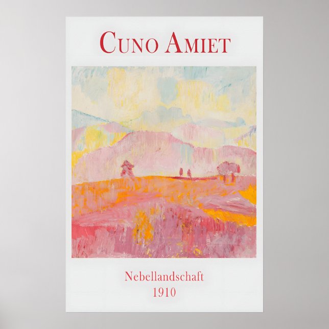 Cuno Amiet Rosa landskapsmålning Pastell Poster (Framsidan)
