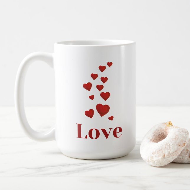 Cup of LOVE with hearts. Kaffemugg (Med munk)