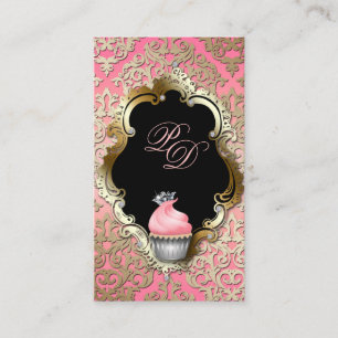 Cupaka Affärskort Elegant Damask Rosa Guld Visitkort