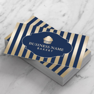 Cupaka Bakery Classy Navy & Guld Rand Modern Visitkort