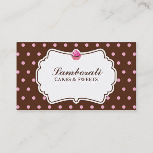 Cupaka Bakery Elegant Rosa på Brown Dot Mönster Visitkort