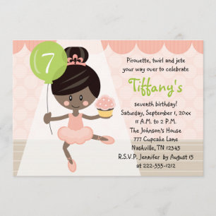 Cupaka Ballerina Birthday Inbjudan Afrikansk Amer