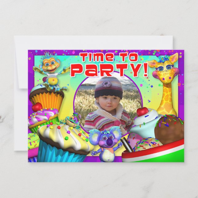 Cupaka Birthday Inbjudan med "GiggleBellies" (Framsida)