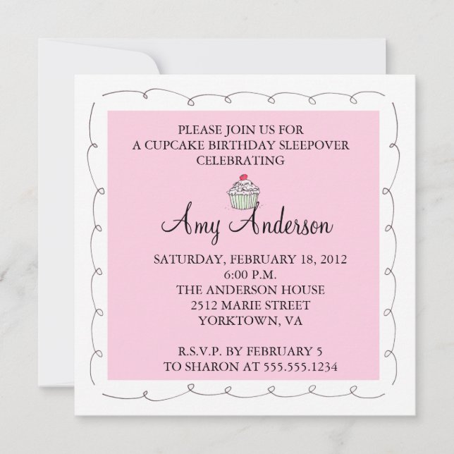 Cupaka Birthday Sleepover! Inbjudningar (Framsida)