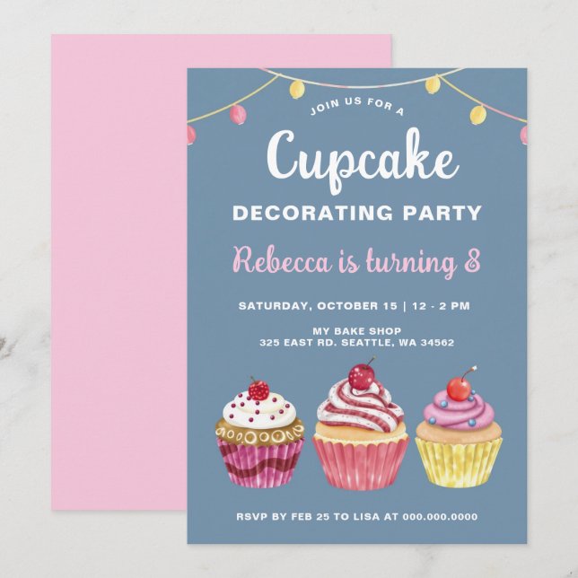 Cupaka Decoration Party Girl Birthday Inbjudningar (Fram/baksida)