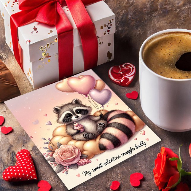Cupaka Delight Raccoon Valentiness Card Julkort (Skapare uppladdad)