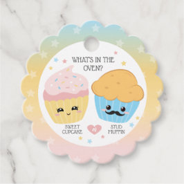 Cupaka eller Stud Muffin Gender Reveal Gåvor Etiketter