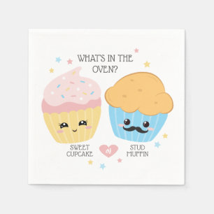 Cupaka eller Stud Muffin Gender Reveal Pappersservett