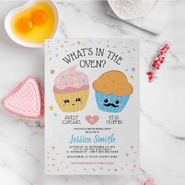 Cupaka eller Stud Muffin Gender Reveal Party Inbjudningar