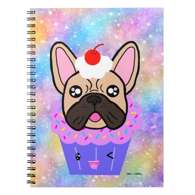 Cupaka Fransk Bulldog Cute Rainbow Gnistra Anteckningsbok (Framsidan)