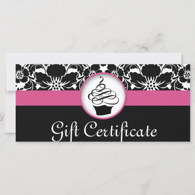 Cupaka Gift Certificate Blommigt Damask Rosa Black (Framsida)