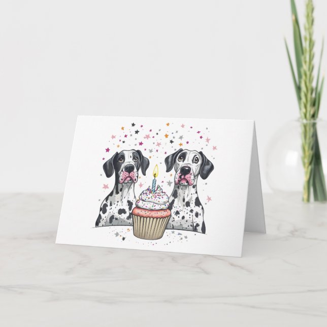 Cupaka grattis på födelsedagen Great dane Hundar Kort (Framsida)