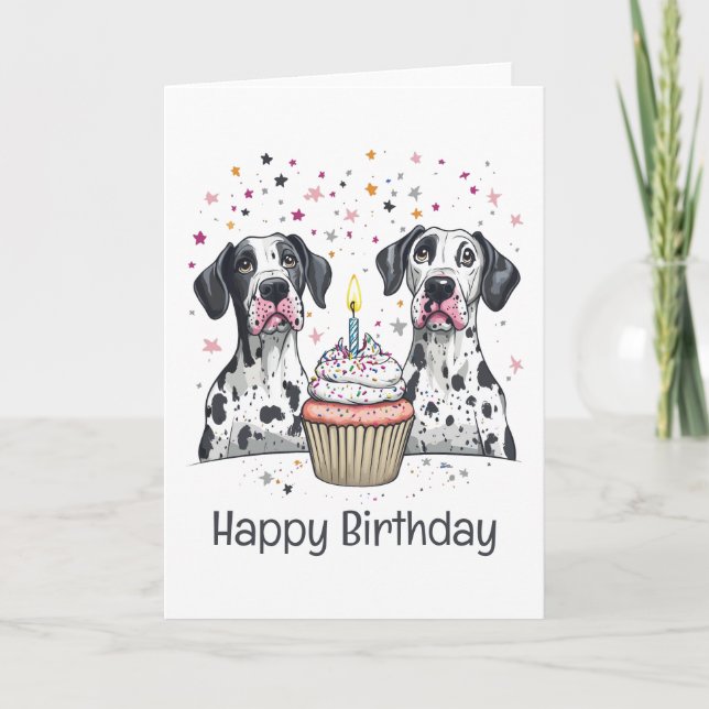 Cupaka grattis på födelsedagen Great dane Hundar Kort (Framsida)