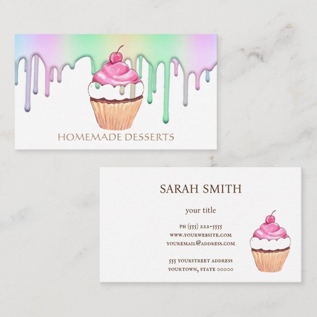 Cupaka Logotyp Rainbow HoloGrapcute Cute Visitkort (Fram/baksida)
