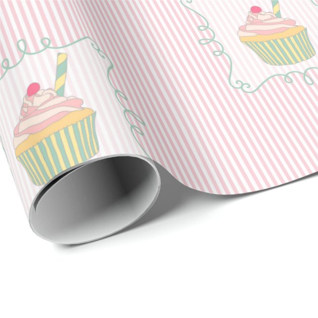 Cupaka och Rosa Rand Roligt Edible Presentpapper (Rullad Hörn)