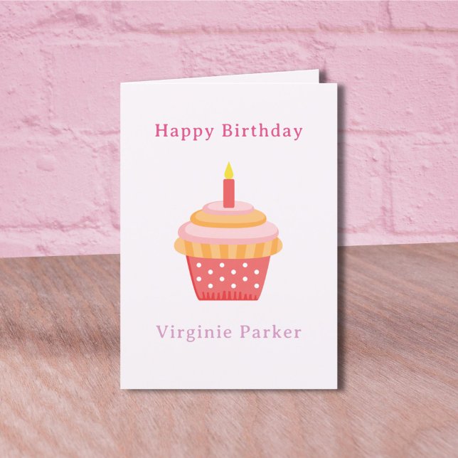 Cupaka Rosa Birthday Card Tack Kort (Cupcake Pink Birthday Card )