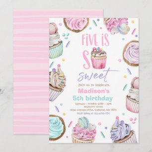 Cupcake 5-års födelsedagsfest Fem är så sött godis Inbjudningar