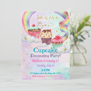 Cupcake 6-års födelsedagsfest Söt godis fest Inbjudningar