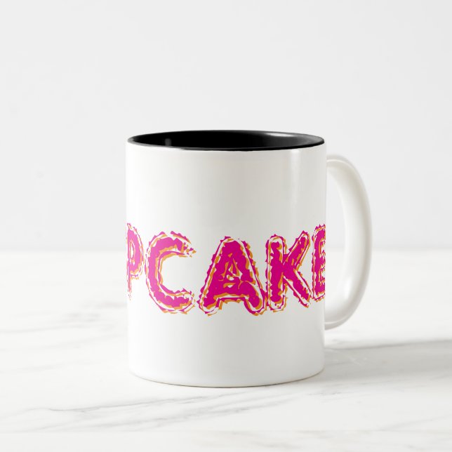 Cupcake Anpassad Rosa Text Två-Tonad Mugg (Framsida höger)