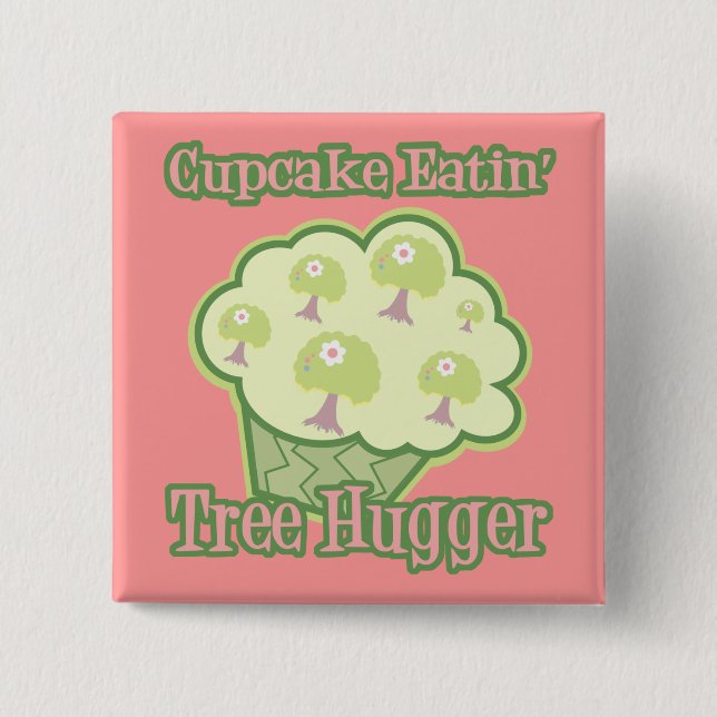 Cupcake Ätande Träd Hugger Knapp (Framsida)