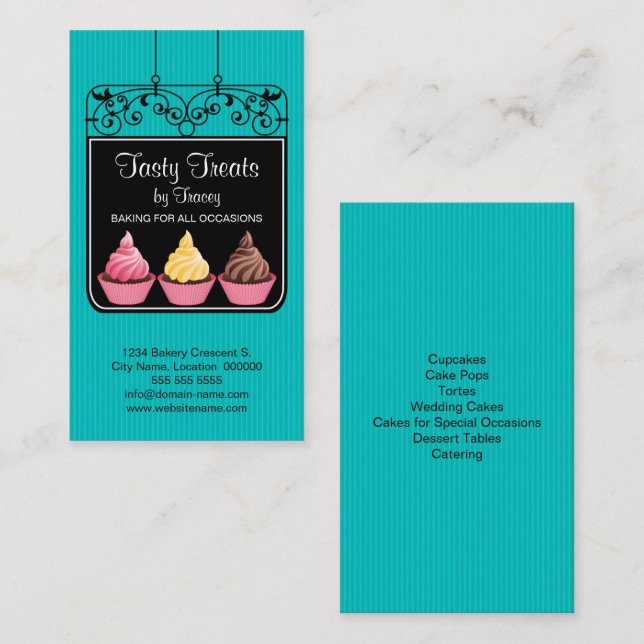 Cupcake Bageri Butiksfasadskylt Visitkort (Fram/baksida)