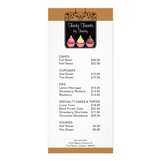 Cupcake Bageri Butikskylt Ställkort (Framsidan)