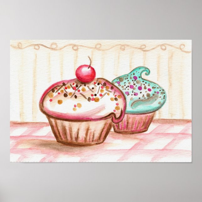 Cupcake Bageri Kök Vägg Konsttryck Dekoration Poster (Framsidan)