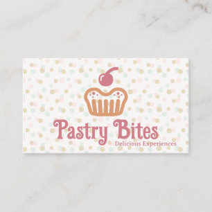 Cupcake-bageri Logotyp Polka Dot-mönster Visitkort