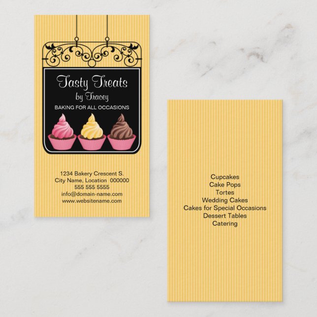 Cupcake Bakar Butiks Skylt Visitkort (Fram/baksida)