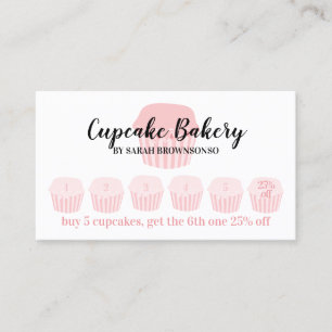Cupcake Bakery Cafe Lojalitet Punch Rabatt Visitkort