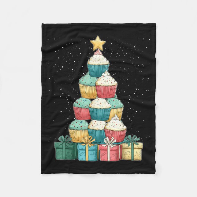 Cupcake Baking Baker Christmas Tree Xmas  Fleecefilt (Framsidan)