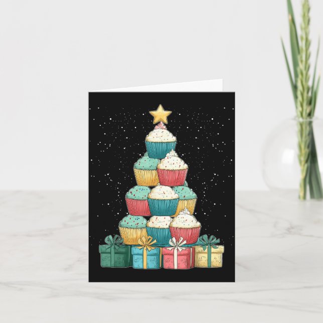 Cupcake Baking Baker Christmas Tree Xmas  Kort (Framsida)