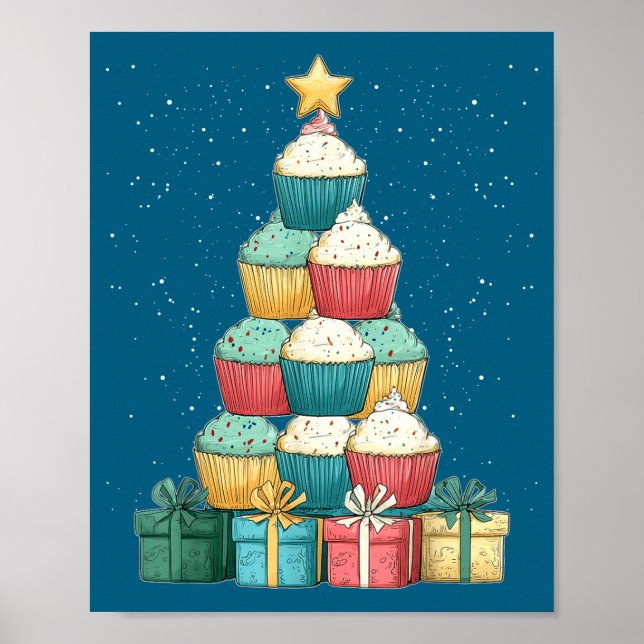 Cupcake Baking Baker Christmas Tree Xmas  Poster (Framsidan)
