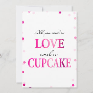 Cupcake Bröllopsdusch skylt Rosa Magenta Konfett Inbjudningar
