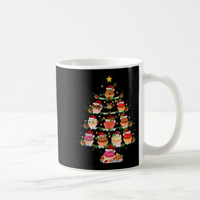 Cupcake Christmas Tree Lights Funny Fast Food Cupc Kaffemugg (Höger)