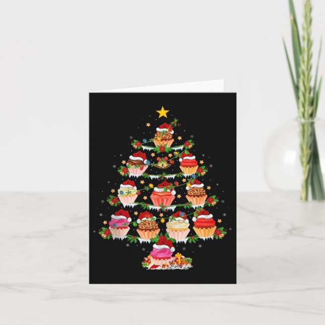 Cupcake Christmas Tree Lights Funny Fast Food Cupc Kort (Framsida)