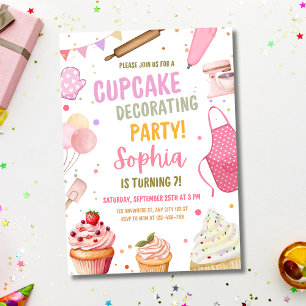Cupcake-dekorationsfest Inbjudan, Matlagning Födel Inbjudan