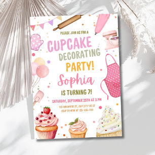 Cupcake-dekorationsfest Inbjudan, Matlagning Födel Inbjudningar