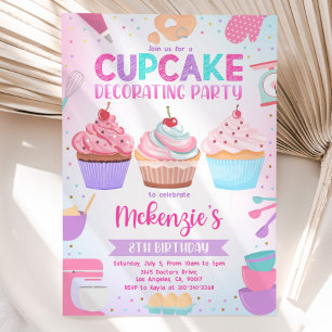 Cupcake-dekorationsfest-inbjudan, redigerbar Baki Inbjudningar