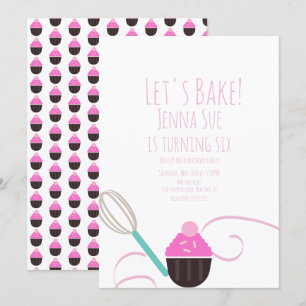 Cupcake-dekorering Födelsedag Rosa Inbjudningar