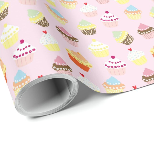 Cupcake Design Födelsedagspresent Förpackning Pres Presentpapper (Rullad Hörn)
