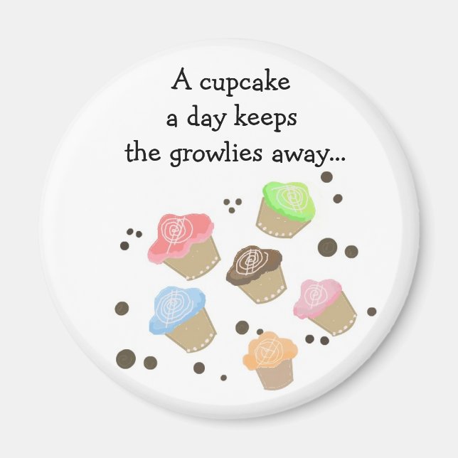 Cupcake En Dag Talesätt Magnet (Framsidan)