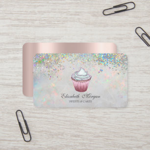 Cupcake Färgglad Konfetti Holografisk Visitkort