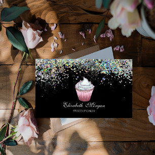 Cupcake Färgglada Konfetti, Svart Visitkort