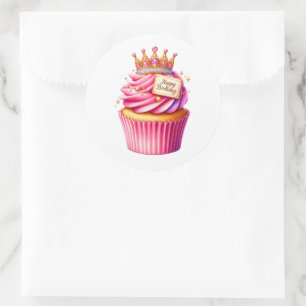 Cupcake Födelsedagsdekaler Runt Klistermärke