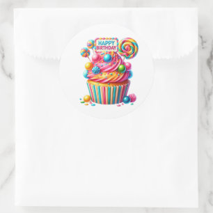 Cupcake Födelsedagsdekaler Runt Klistermärke