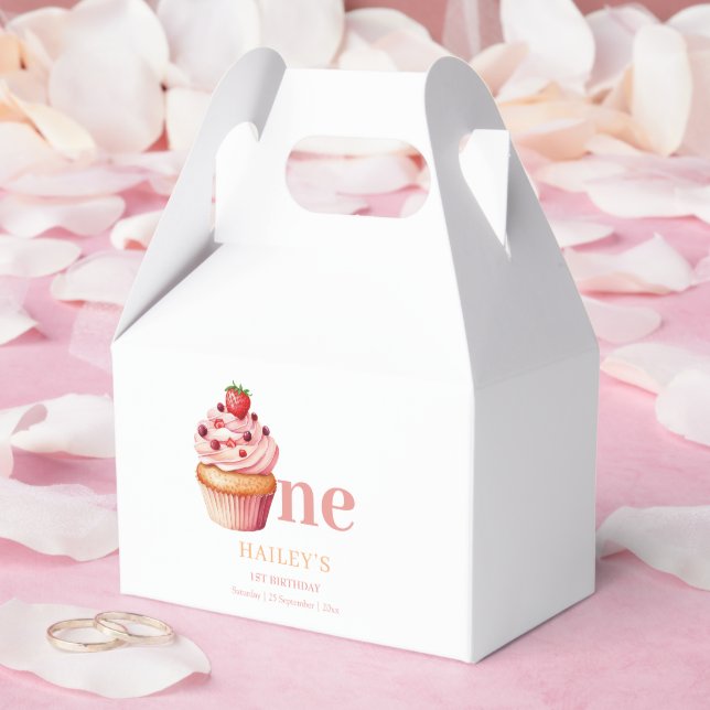 Cupcake Födelsedagsinbjudan, Flickor 1:a födelseda Presentaskar (Bröllop)